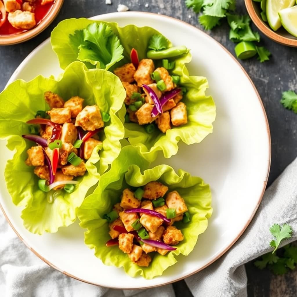 Asiatisk kylling i salatblad