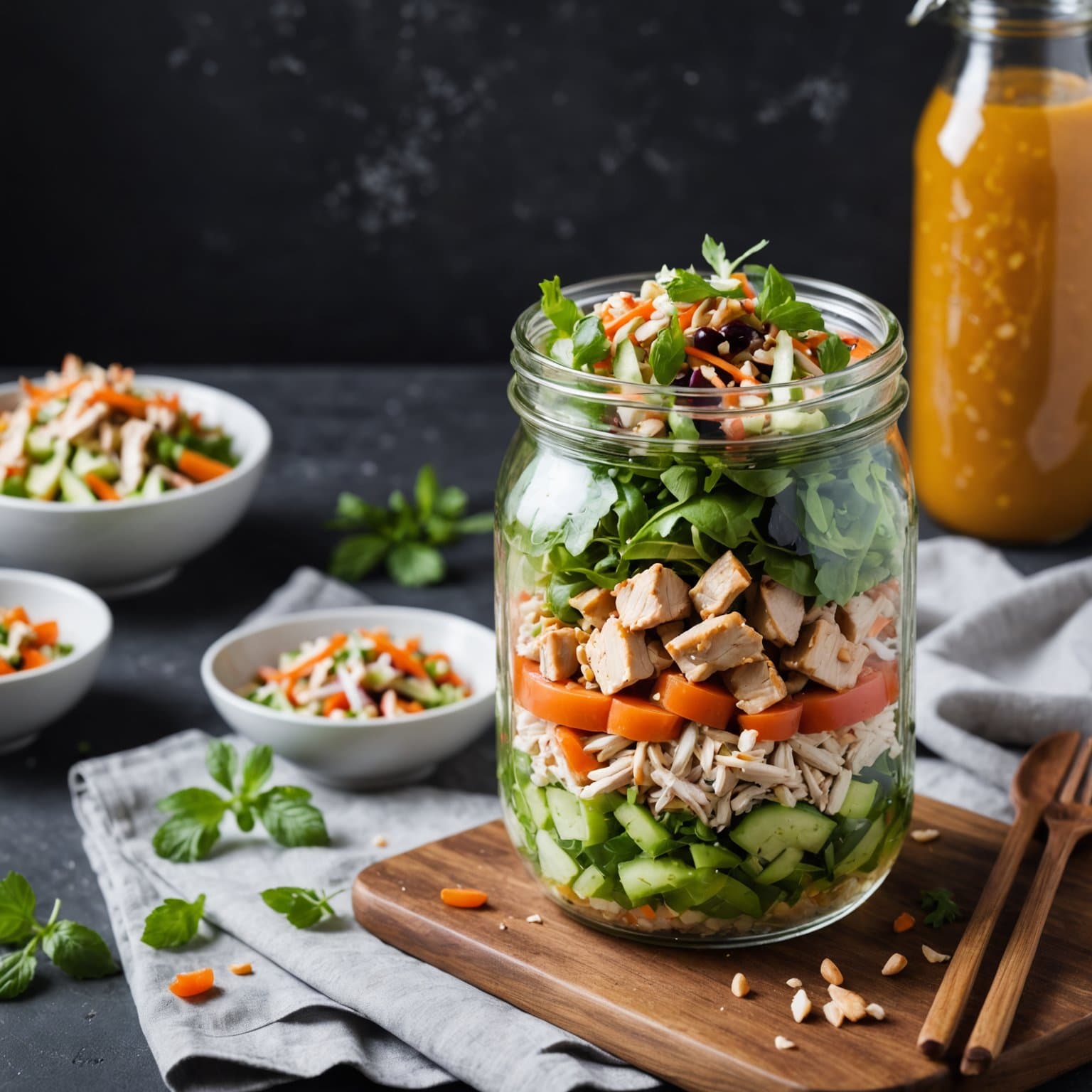 Asiatisk kyllingsalat på glass