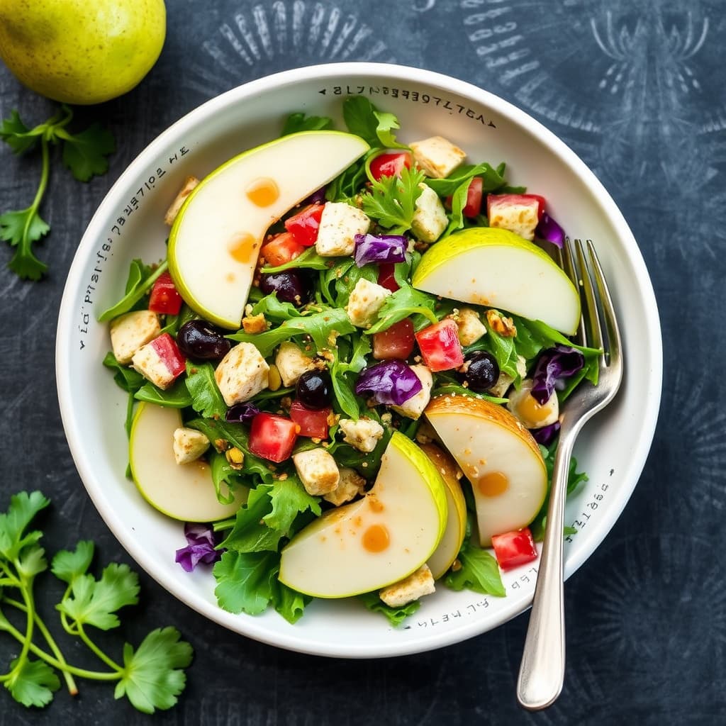 Asiatisk pæresalat med vannkresse og sesamdressing