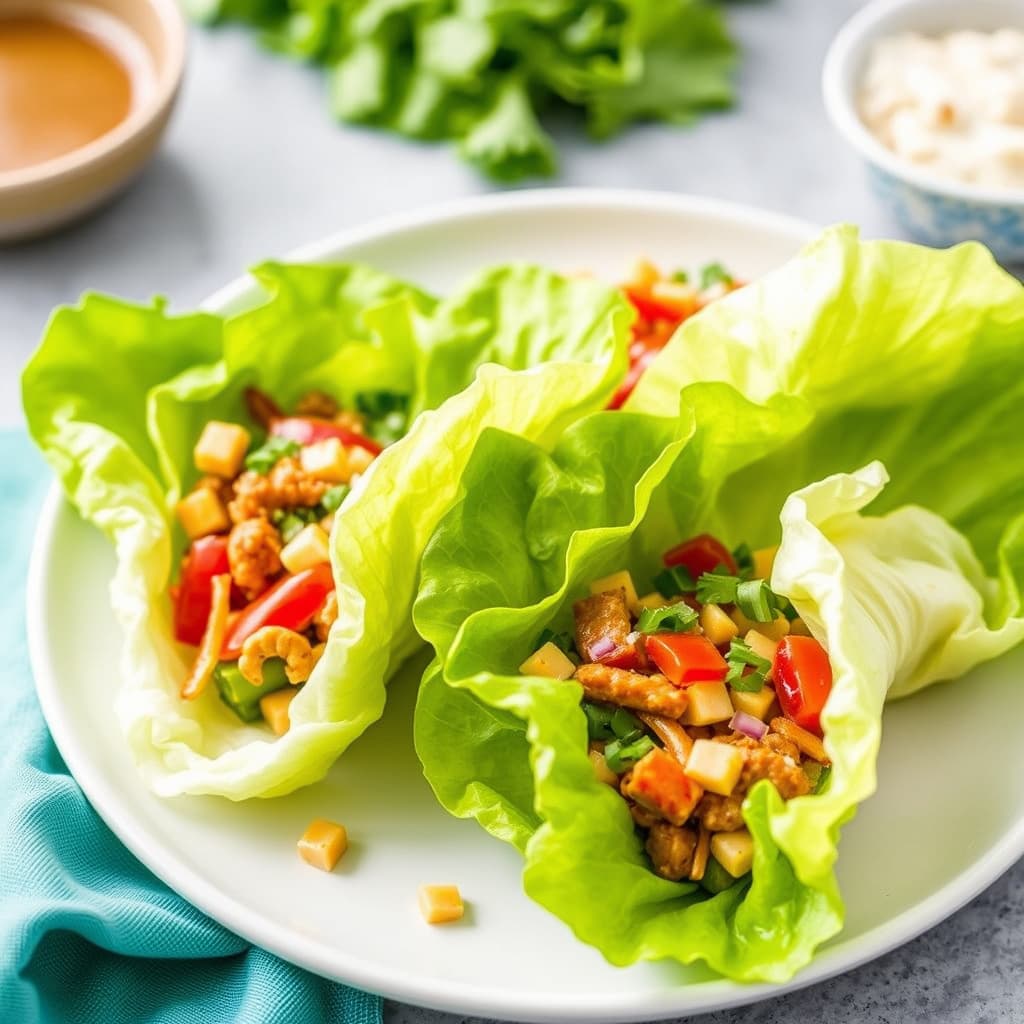 Asiatiske salatwraps med sennepsvinaigrette