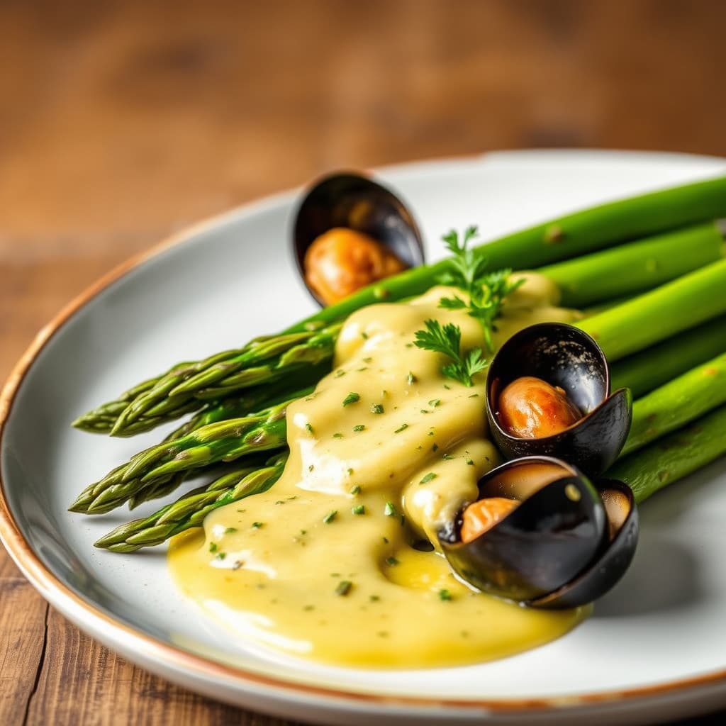 Asparges med blåskjell- beurre blanc