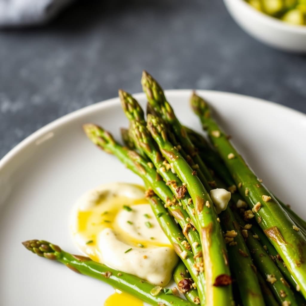 Asparges med ovnsbakt hvitløk-aioli