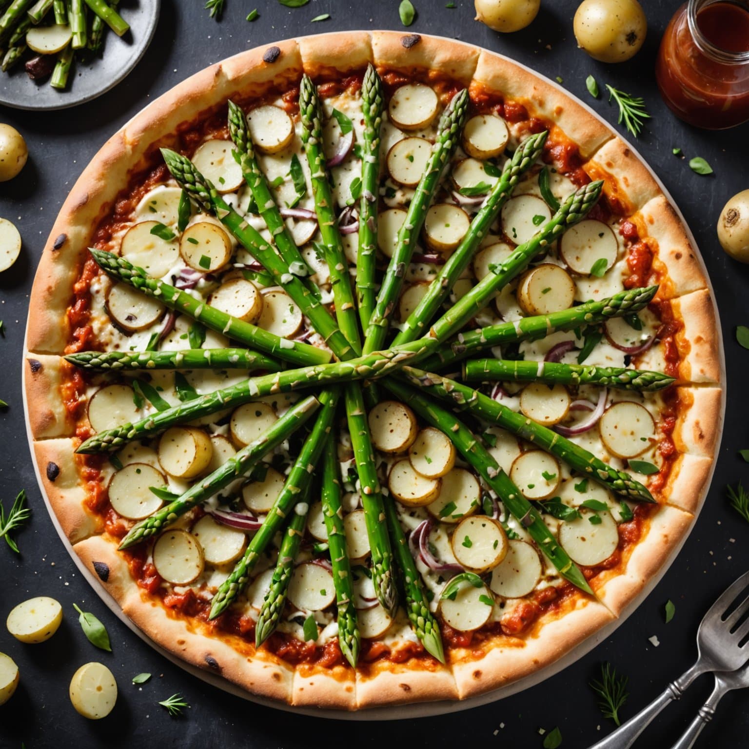 Asparges, potet og PHILLY Pizzeria-pizza