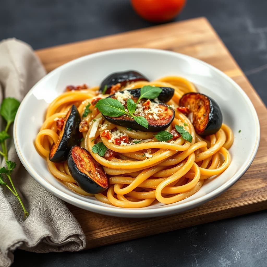 Aubergine og pasta Incaciata