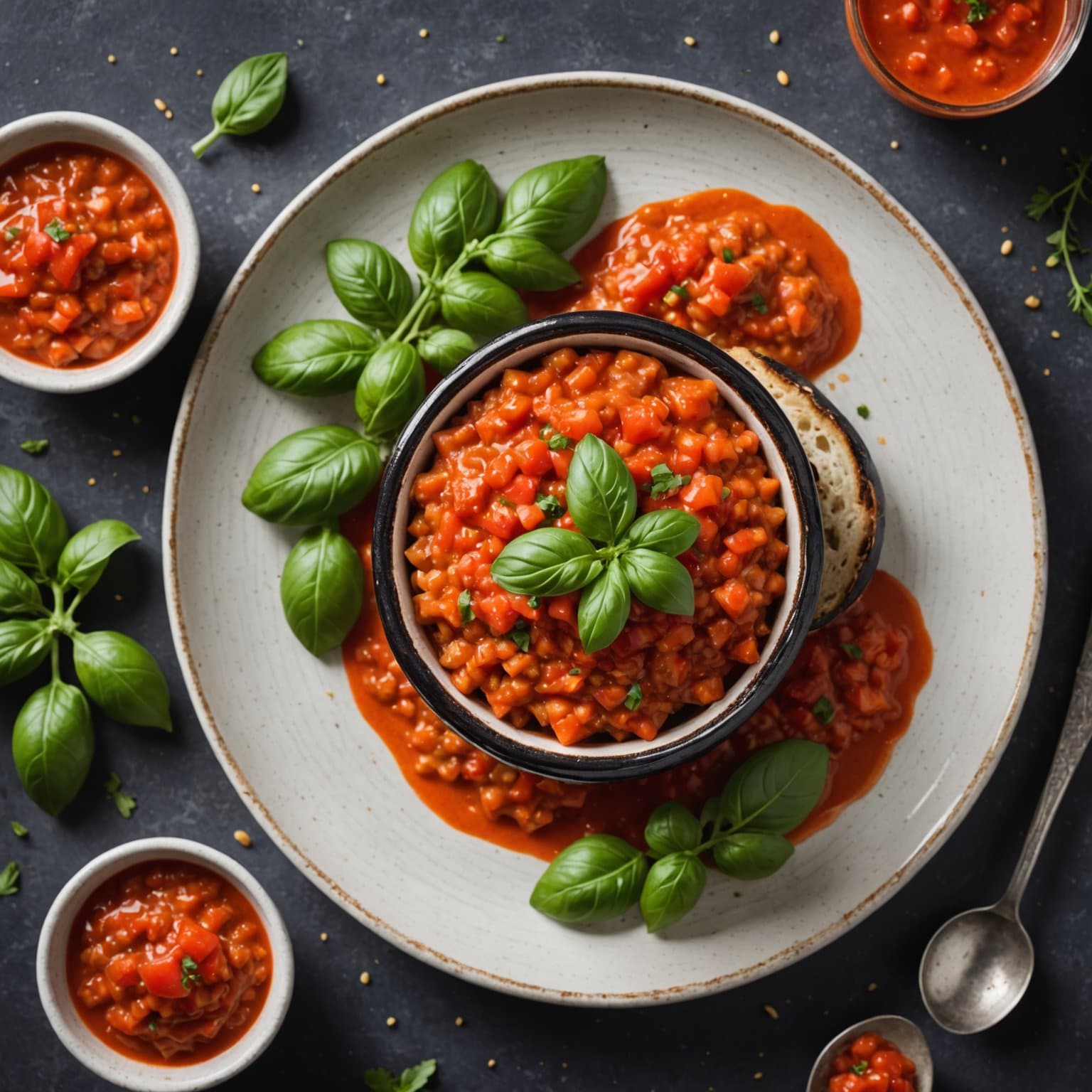Auberginekaviar med fersk tomatsaus