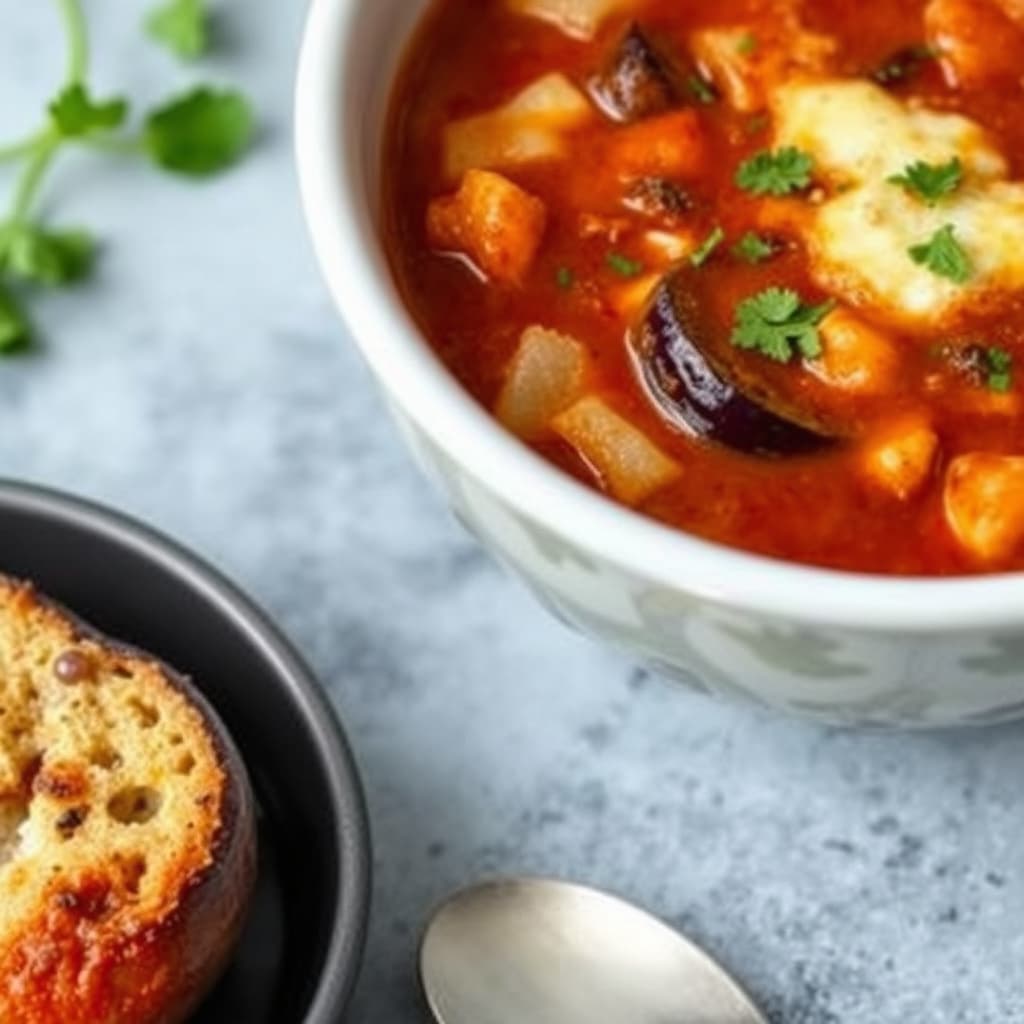 Auberginesuppe med parmesan