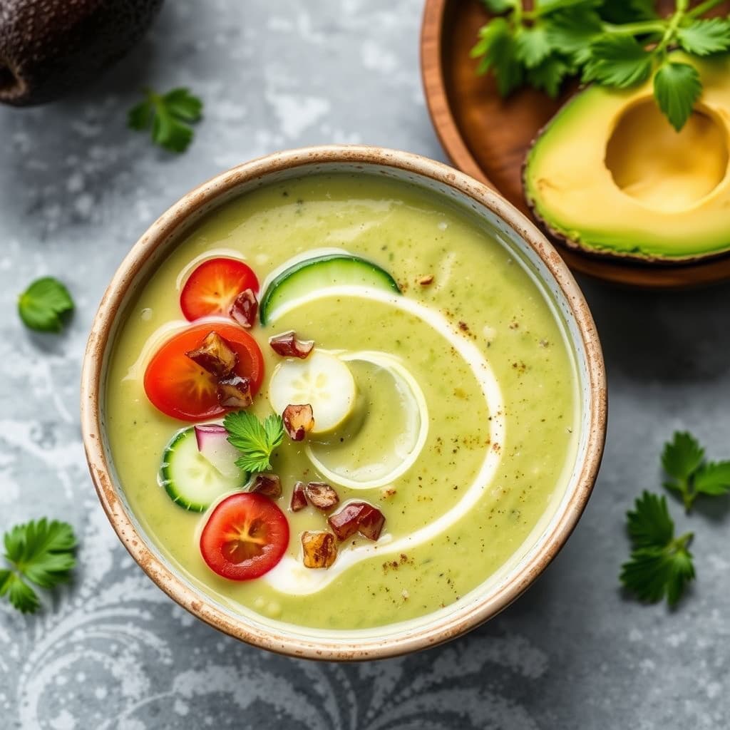 Avkjølt avokado- og agurksuppe