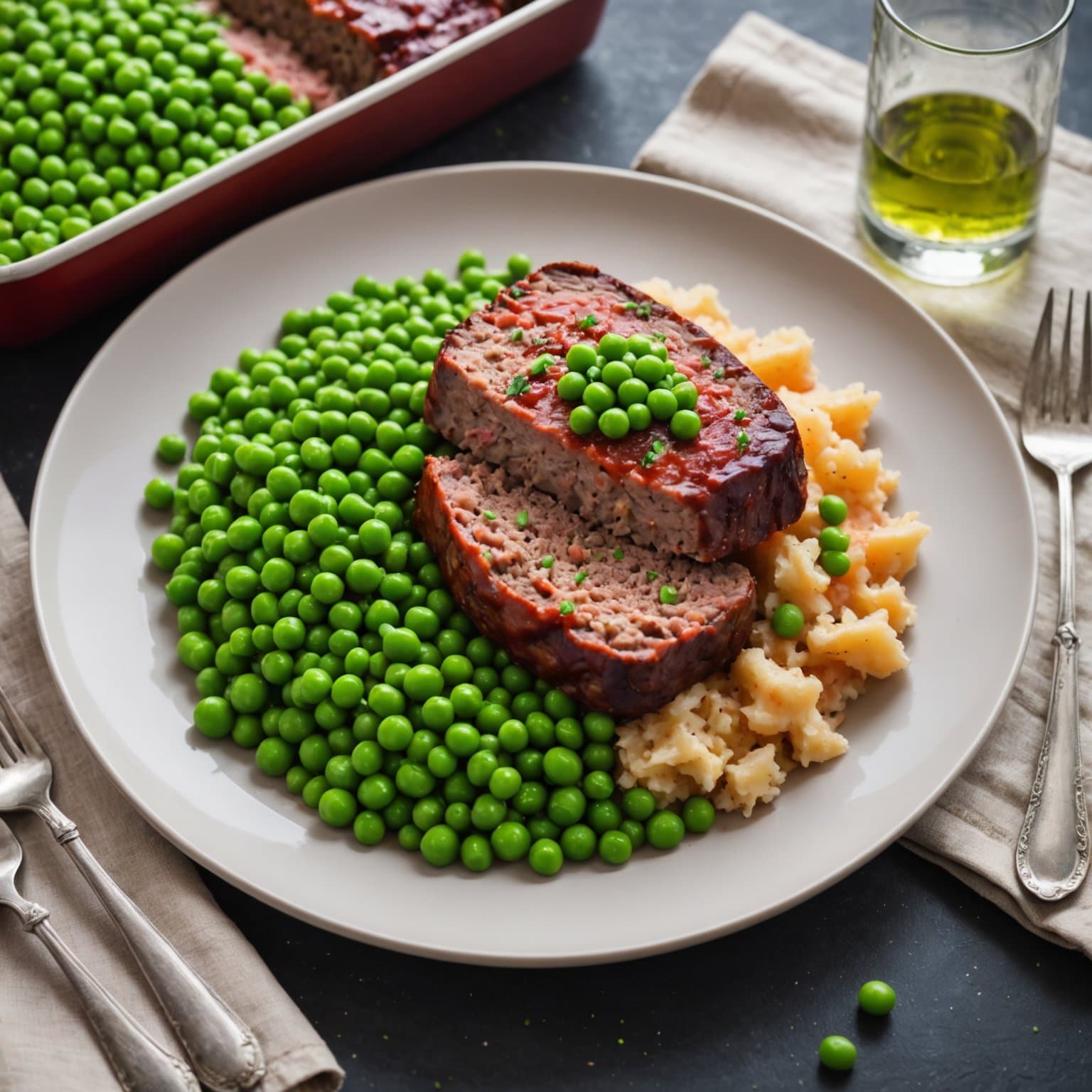Baby røstede poteter og erter med vårens kjøttkaker