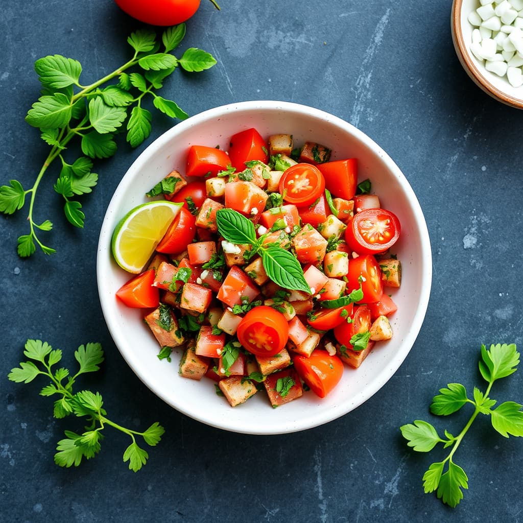 Babyplomme og fersk urtetabbouleh
