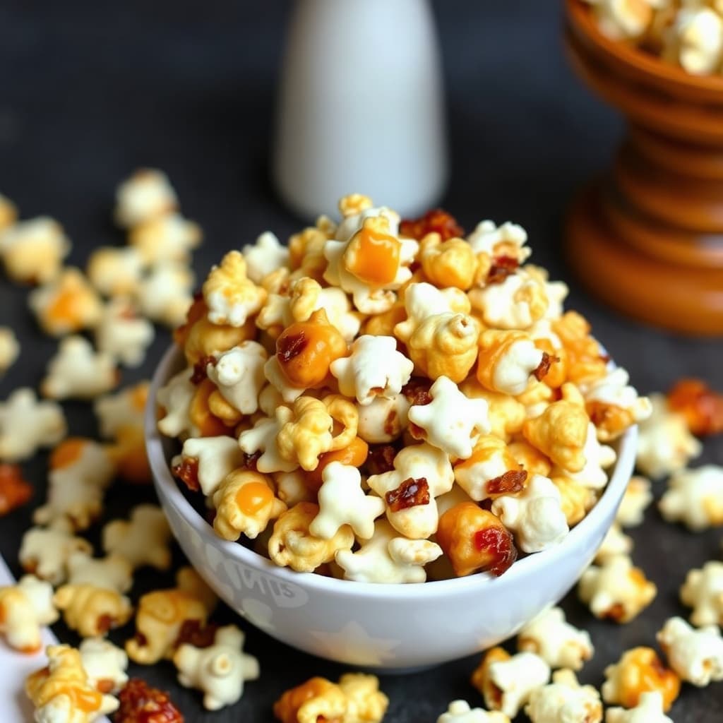 Bacon- og cashewkaramellpopcorn
