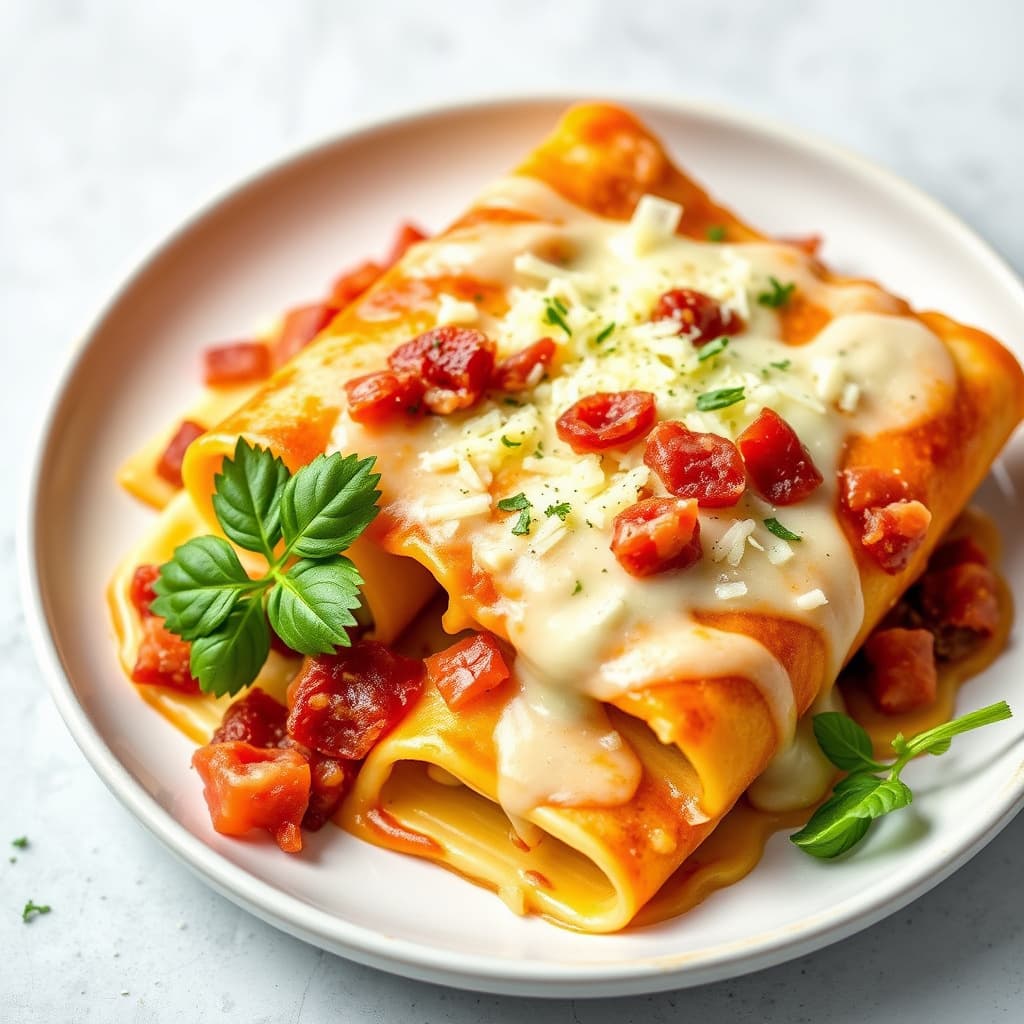 Bacon- og ostemanicotti