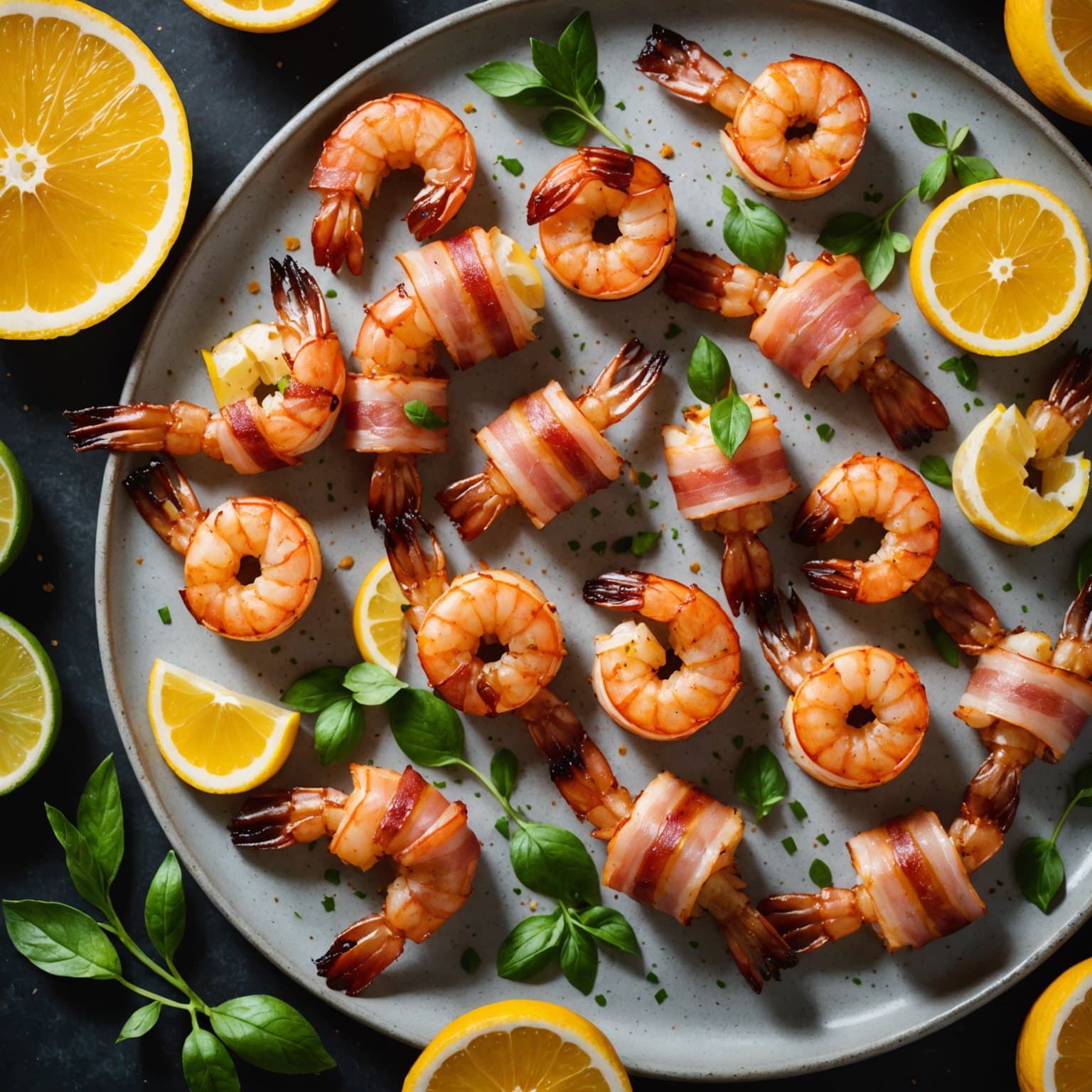 Baconinnpakket sitrusreke