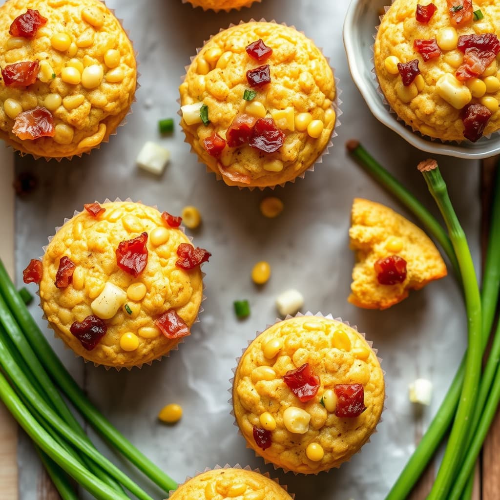 Bacons- og løkmaisemuffins