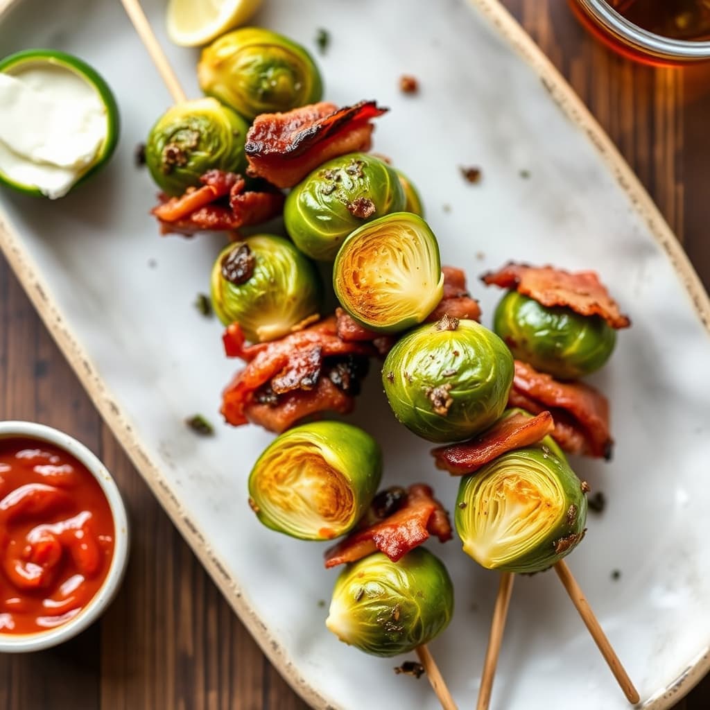 Baconskiver, bourbon og rosenkålspyd