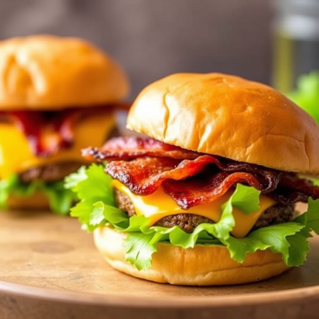 Baconskiver med ost og hamburgerkjøtt