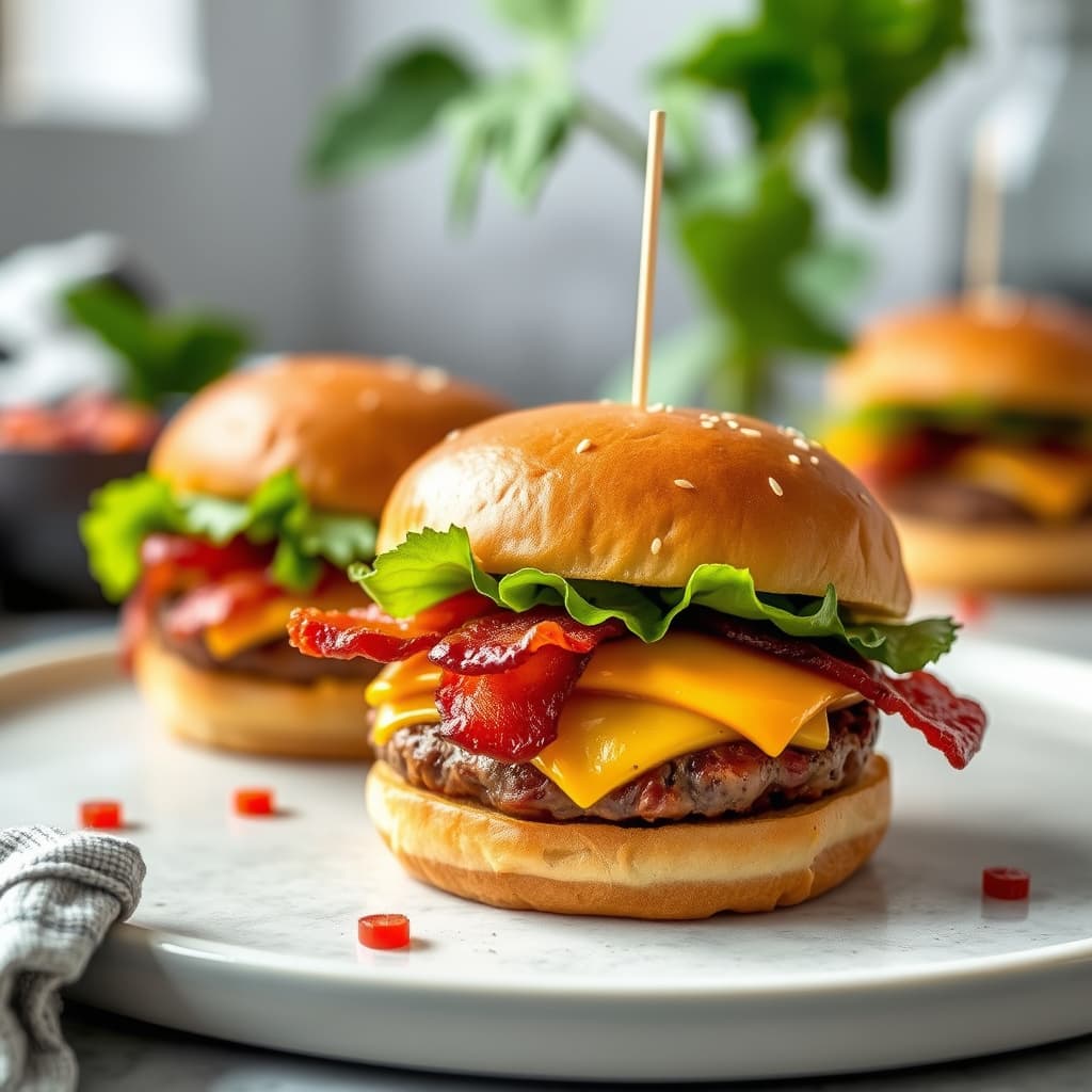 Baconskiver og osteburgere