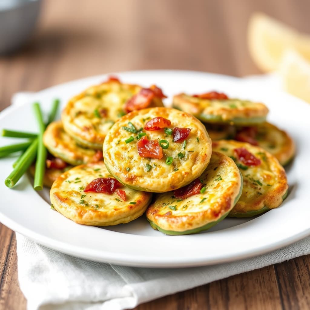 Baconskiver og purreløkgrønne bønner i myntform