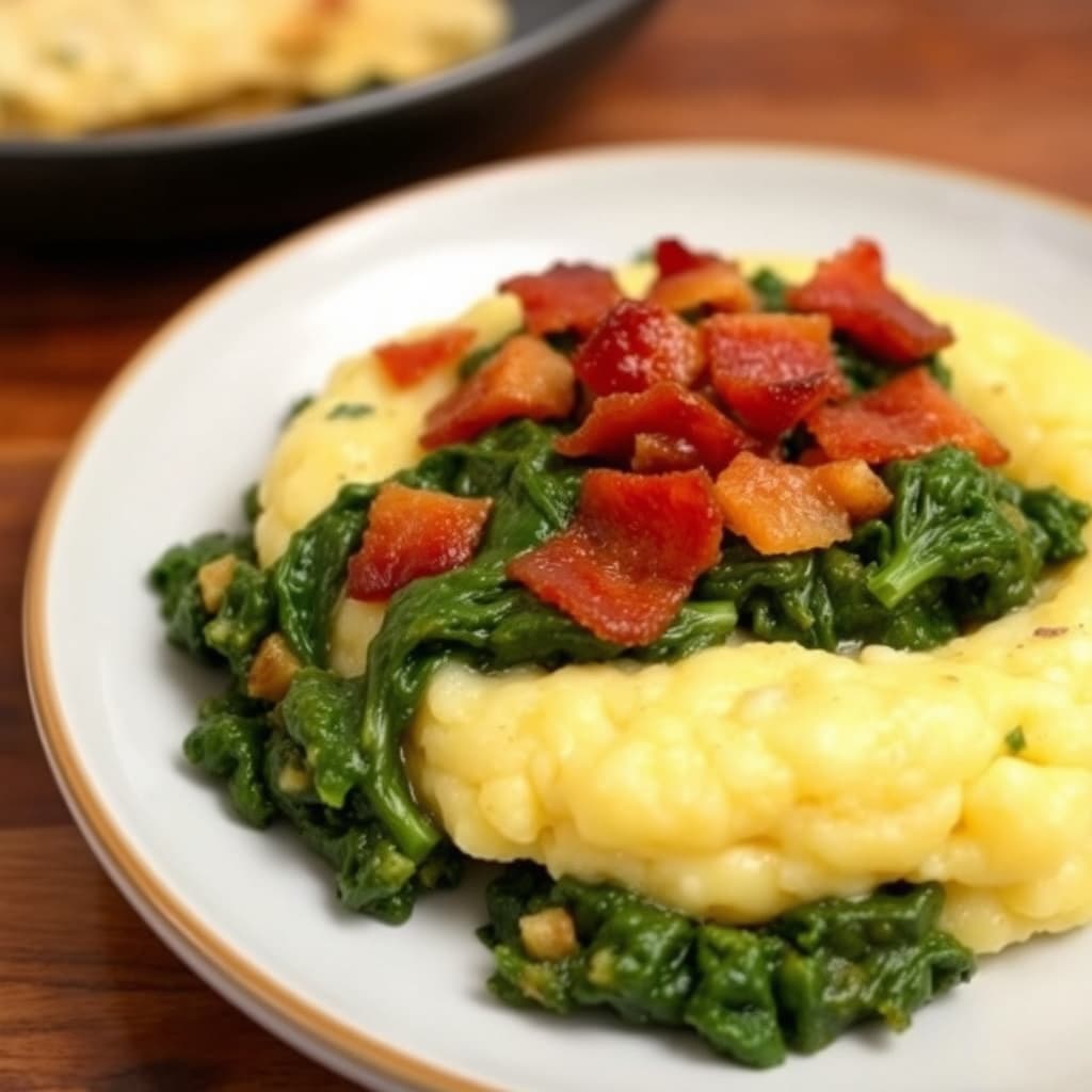 Baconskivingskiver med ostegrits og collardkål