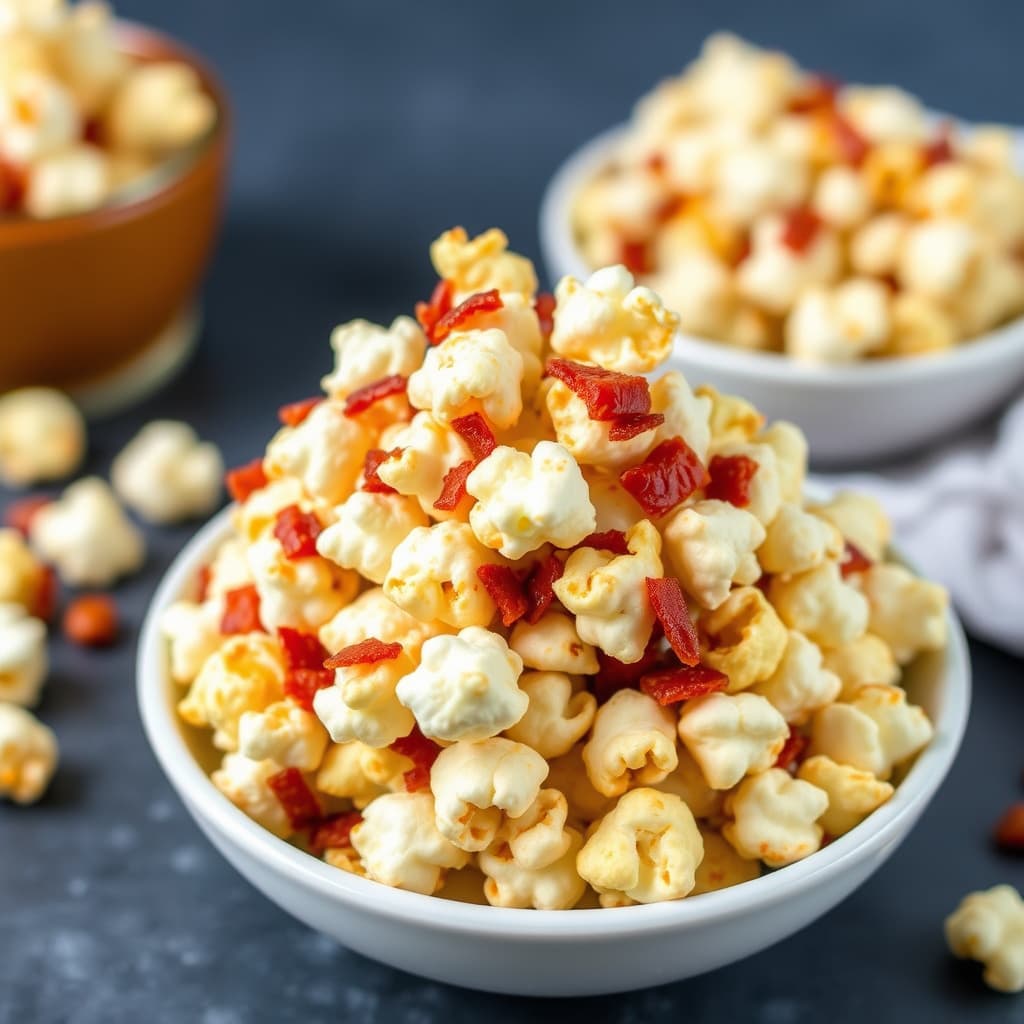 Baconsnacks med popcorn