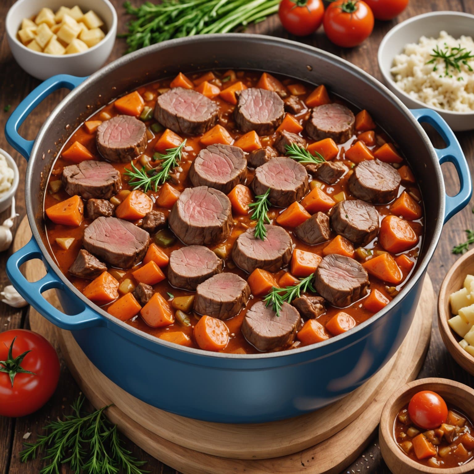 Baeckeoffe / Vaskedaggryte med storfekjøtt, svinekjøtt og lam