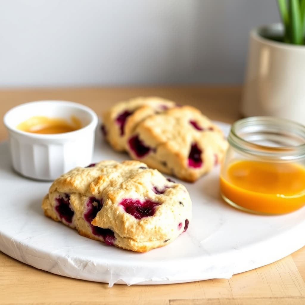 Bær- og scones med appelsin- og honning-smør