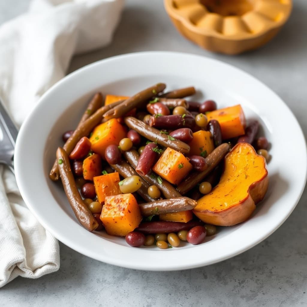 Bakgårds Gigante-bønner og butternut squash