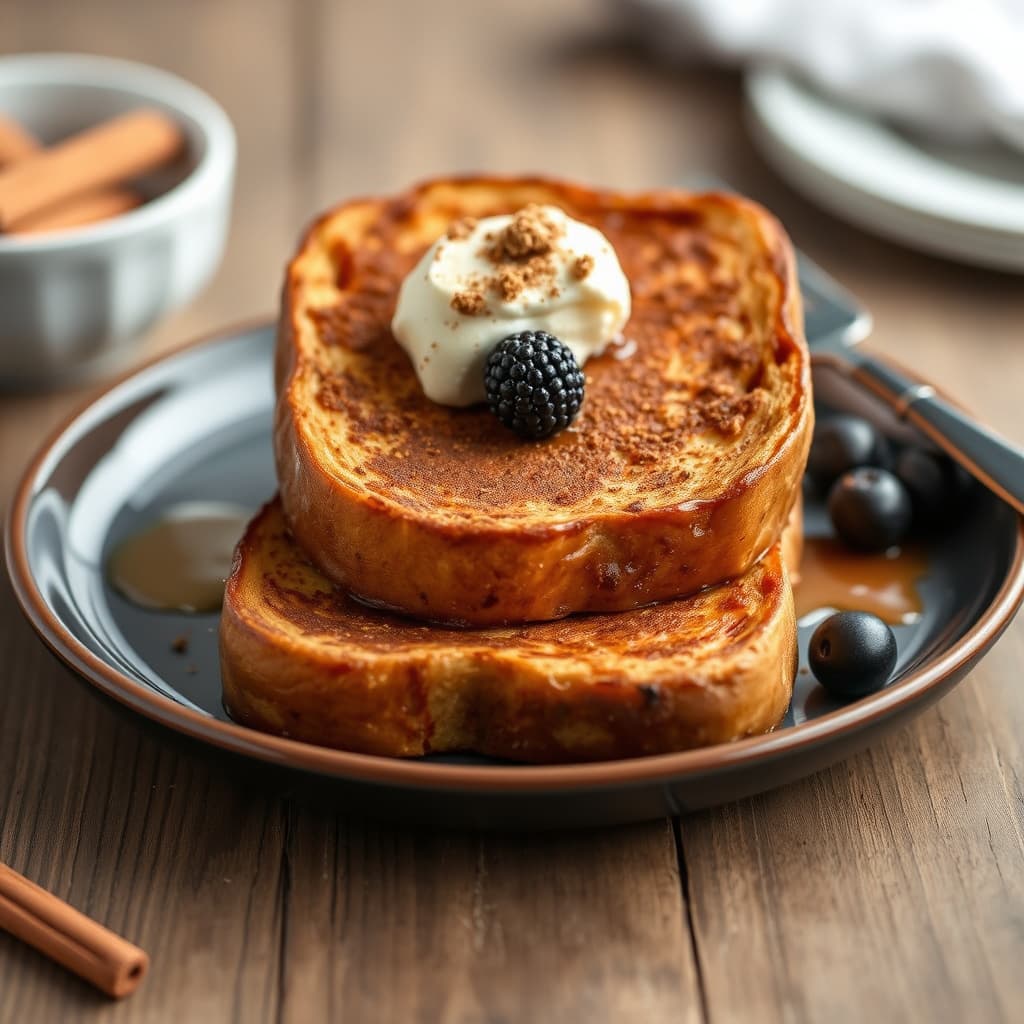 Bakt kanelfrokost med fransk toast