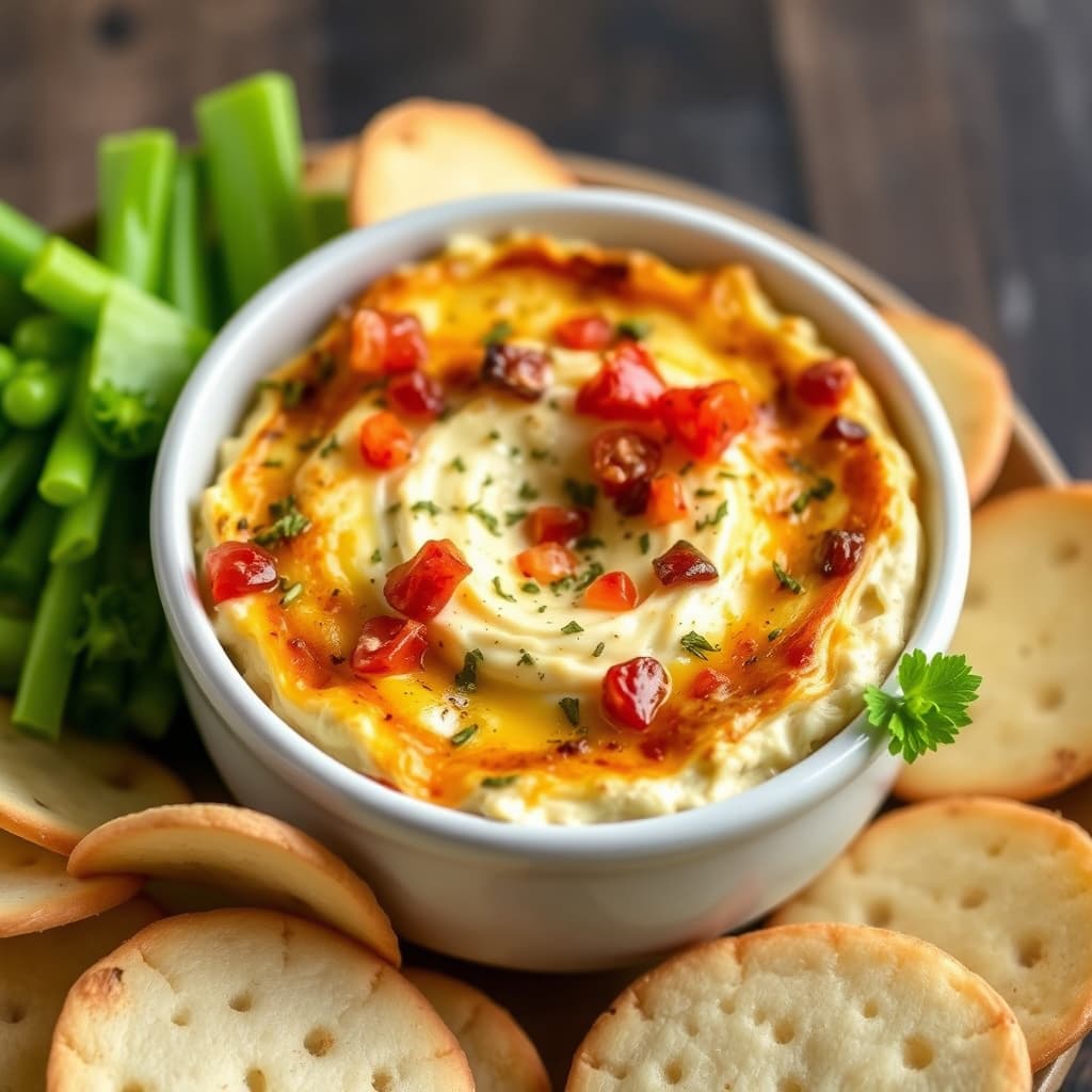 Bakt krabbekrem, Brie og artisjokkhummus