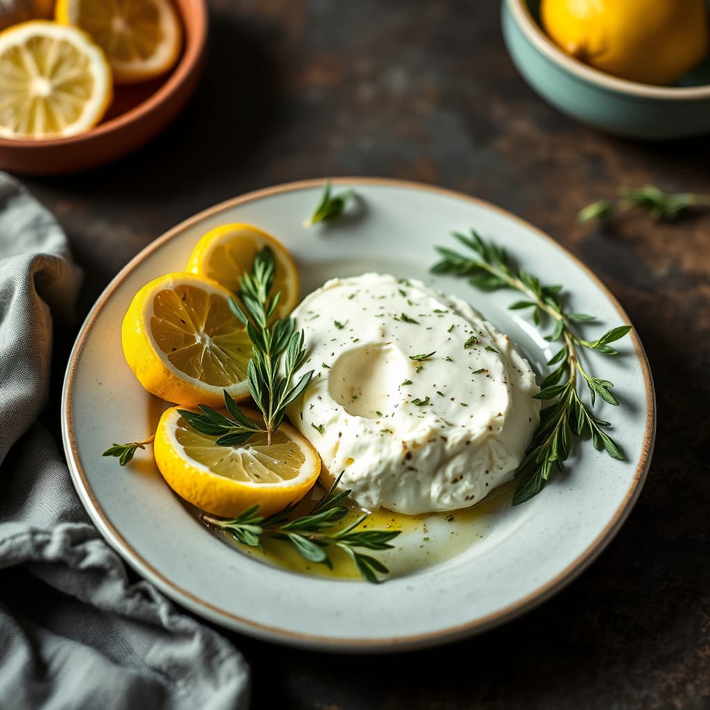 Bakt ricotta med sitron og urter