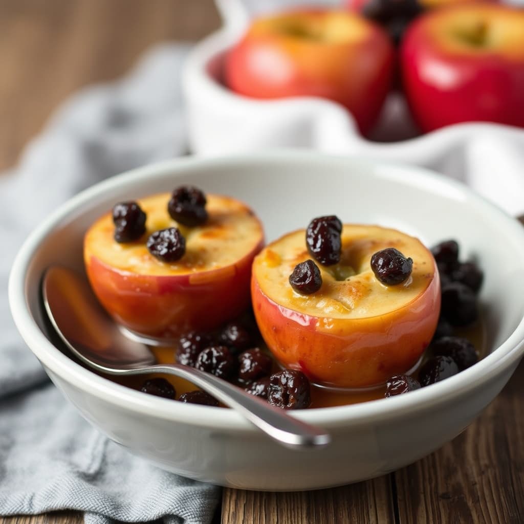 Bakte epler med rosiner