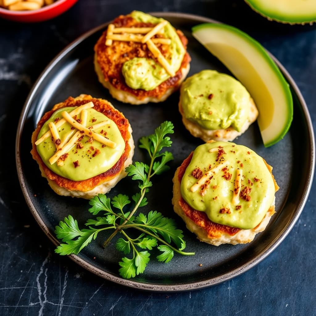 Bakte krabbekaker med avokadomousse
