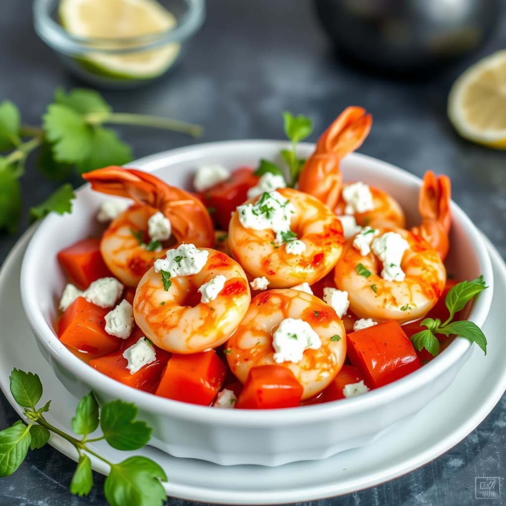 Bakte reker med tomater og fetaost
