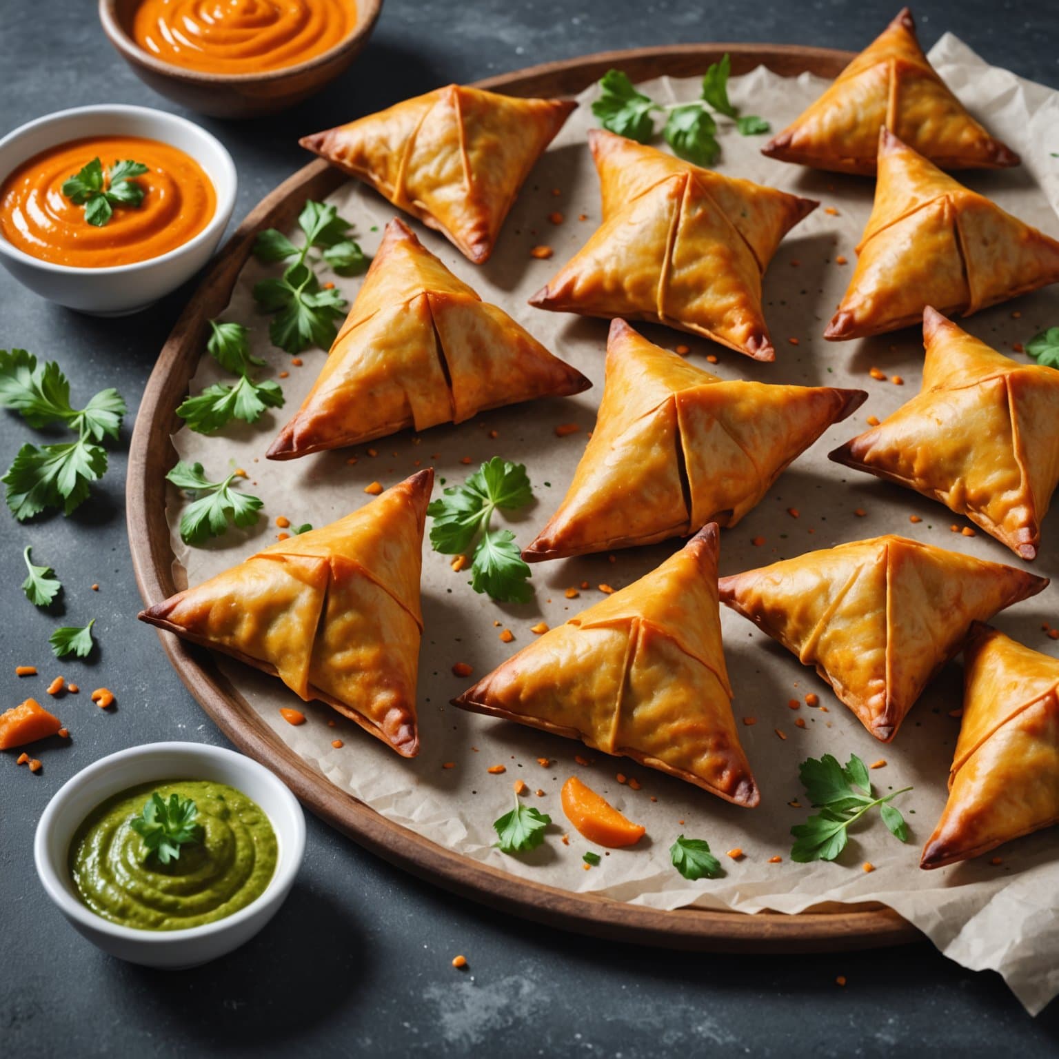 Bakte søtpotet- og grønnsakssamosas