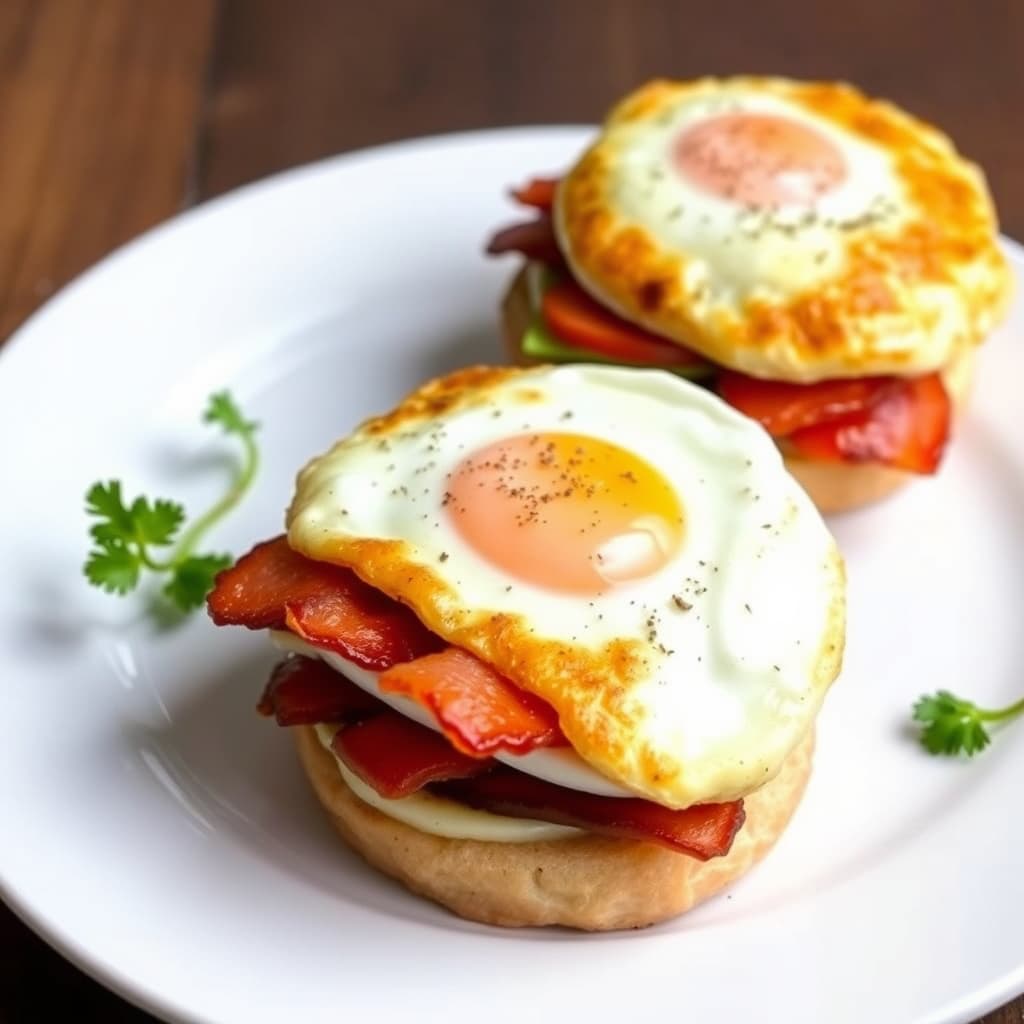 Baktegg- og kanadisk bacon-sandwicher