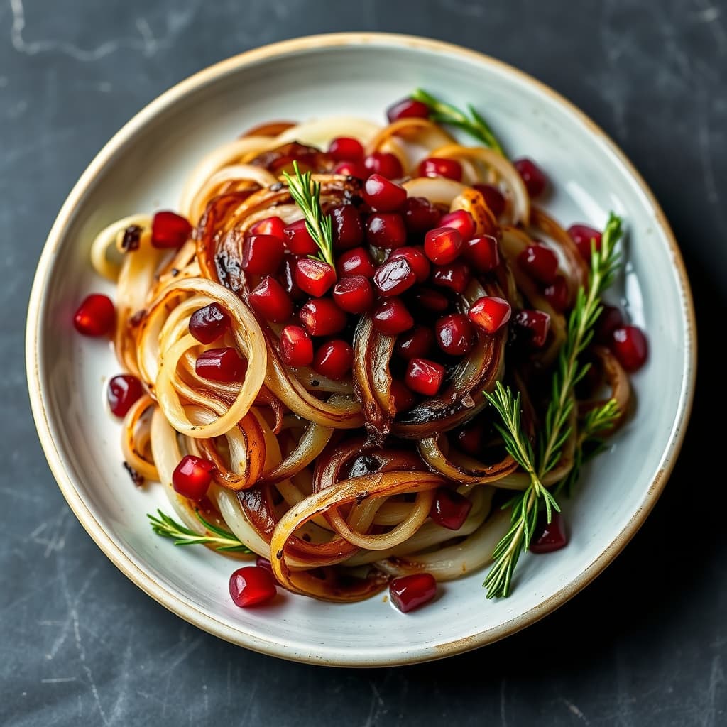 Balsamico-glasert cipollini-løk med granateple