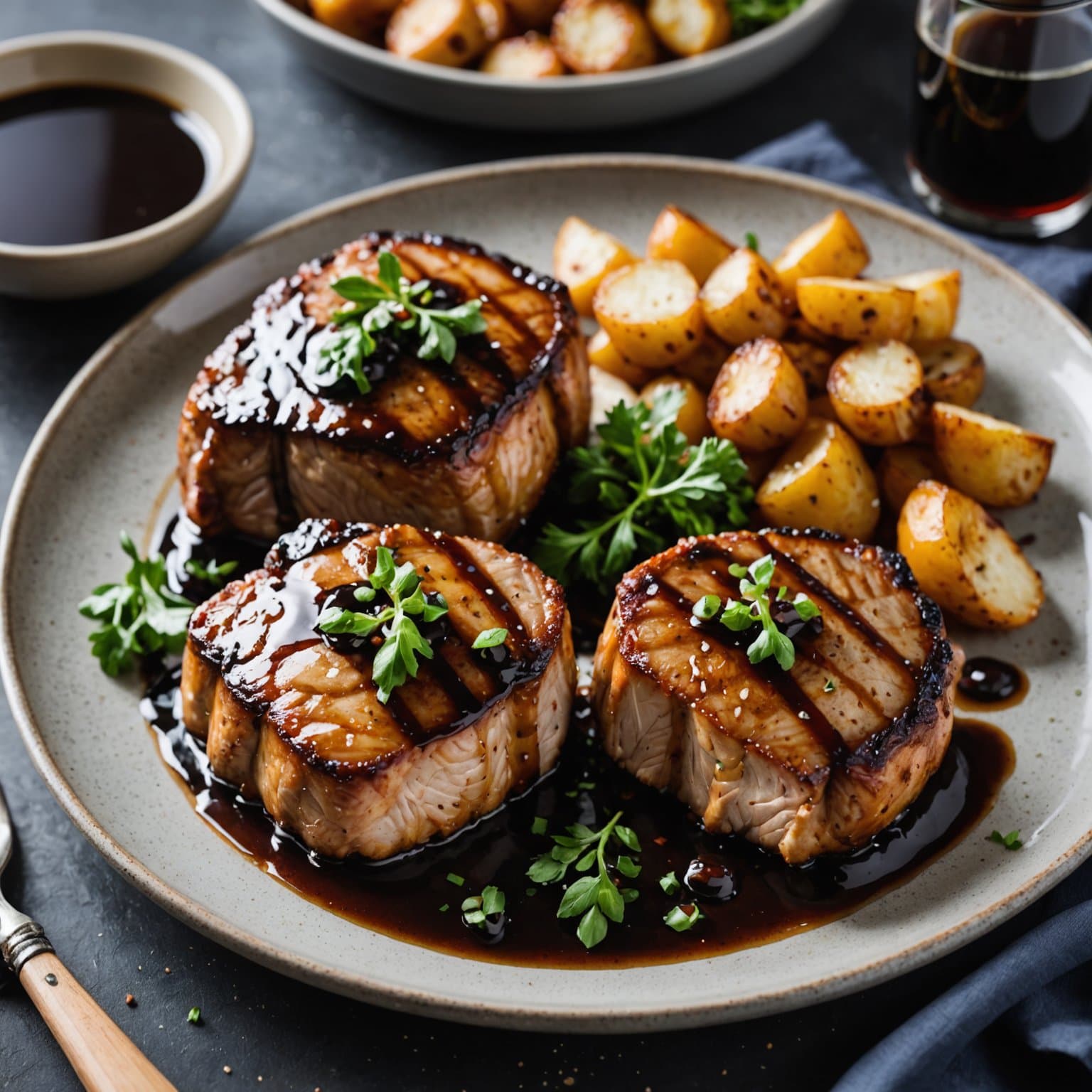 Balsamico-glaserte svinekoteletter