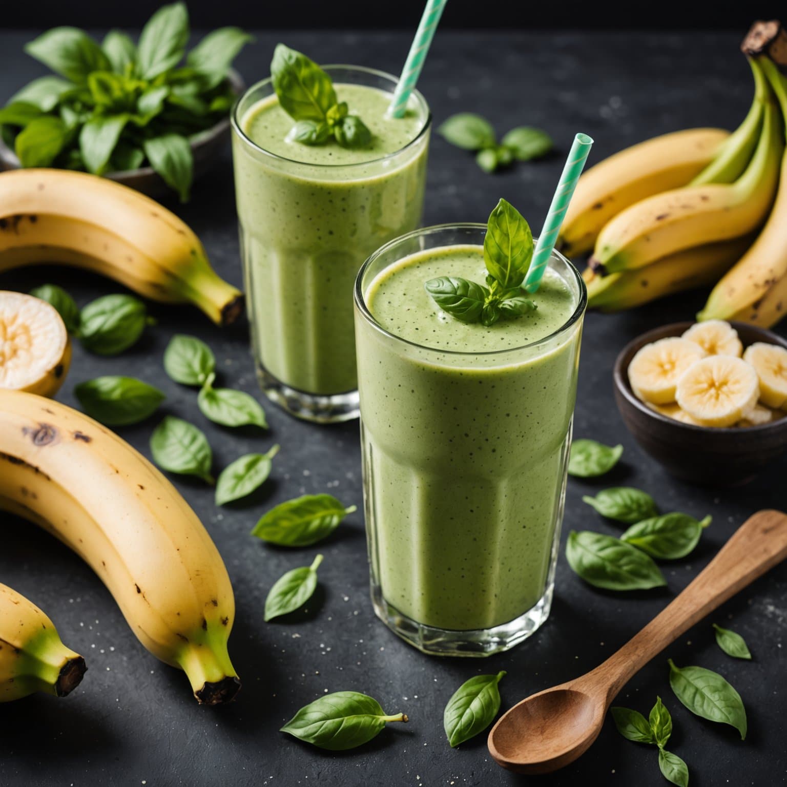 Banan- og basilikumsmoothie