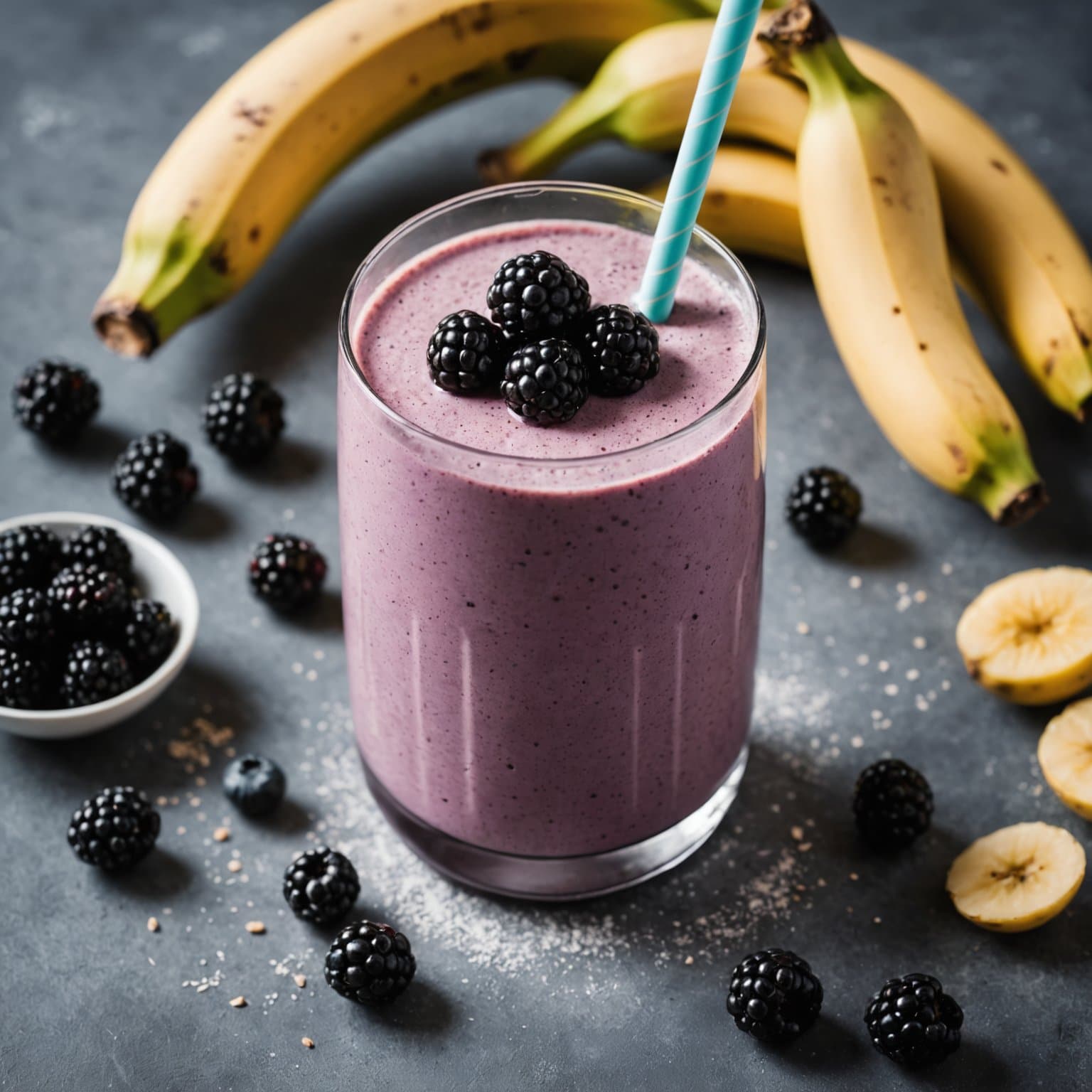 Banan- og bjørnebærproteinshake