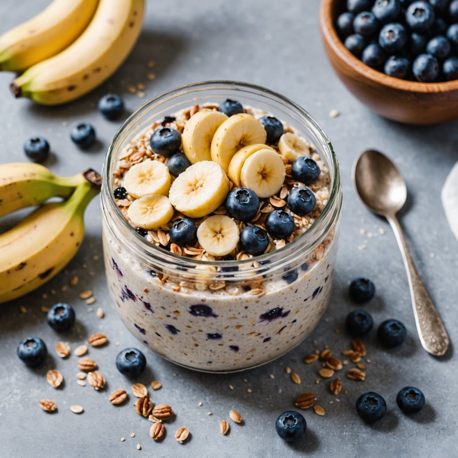 Banan- og blåbær-overnattgrøt