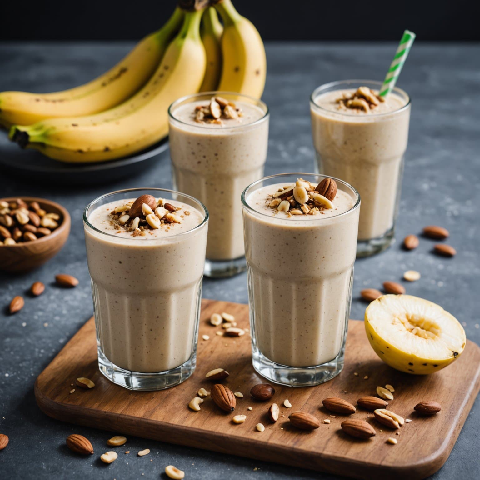 Banan- og brasiliansk nøttesmoothie til frokost