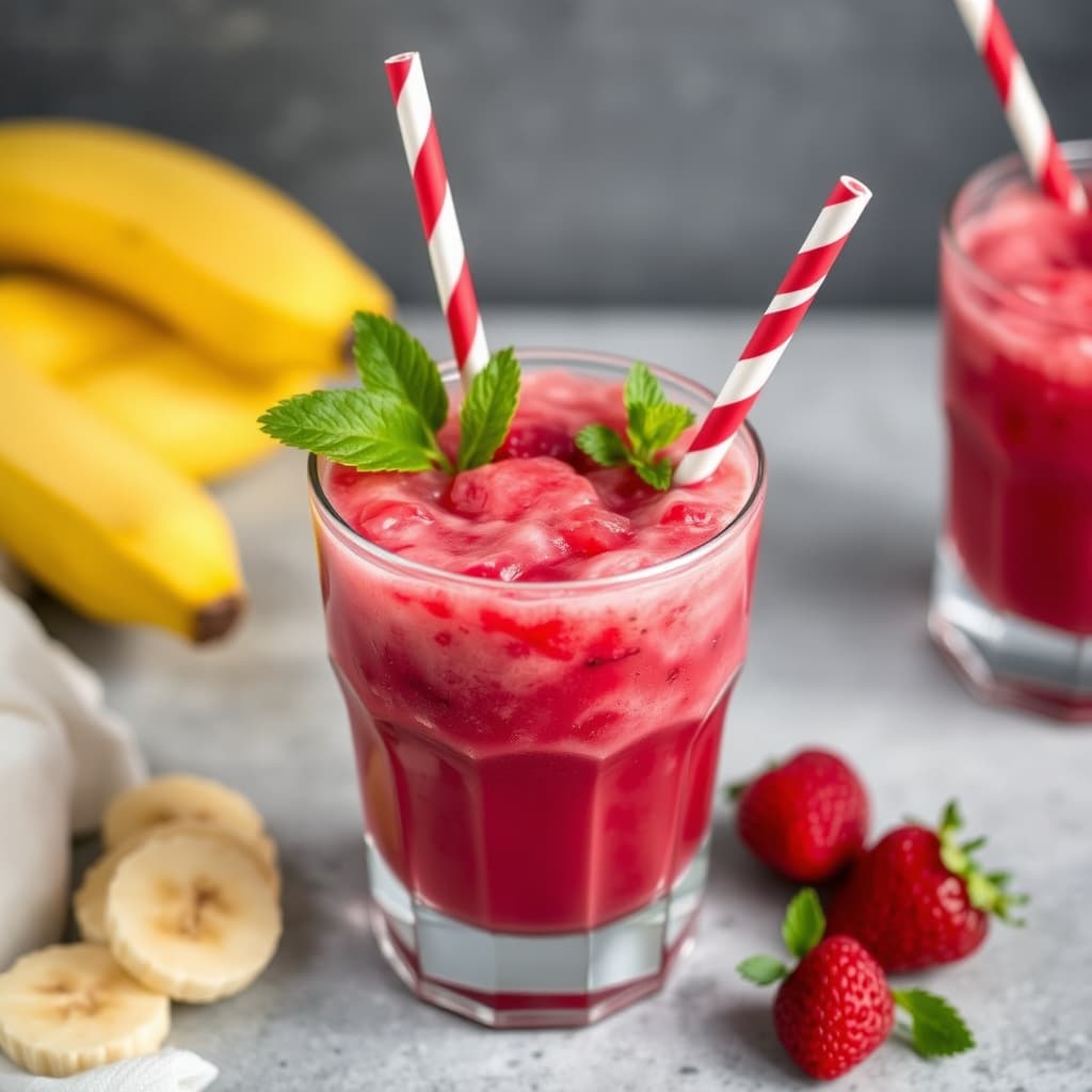 Banan- og bringebærslush