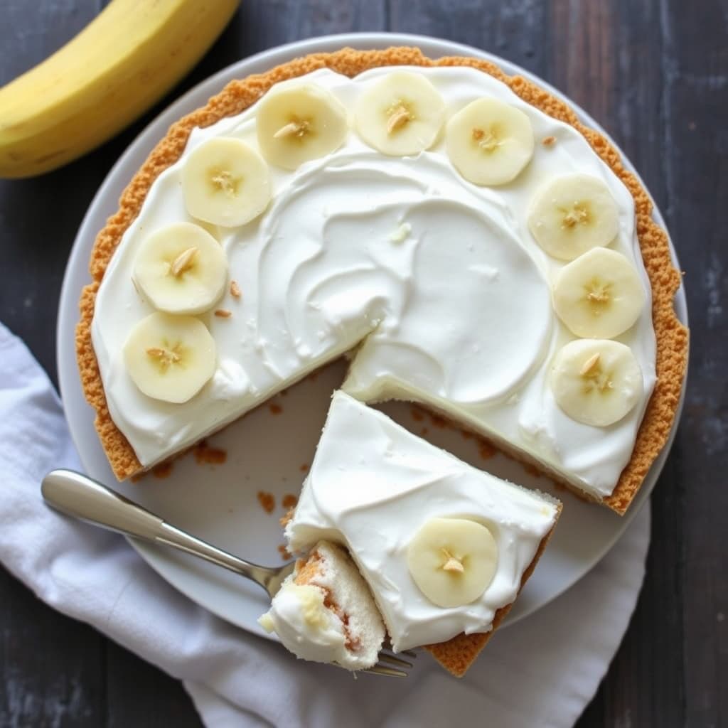 Banan- og kokosnøttkremkake med grahamkjeksbunn