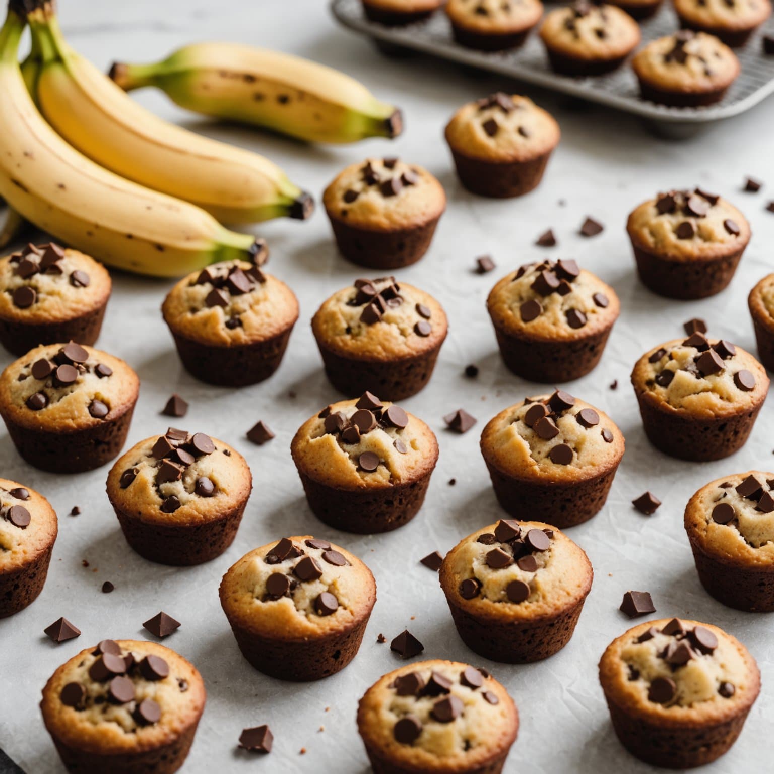 Banan- og sjokoladekakebiter med sjokoladeknapper