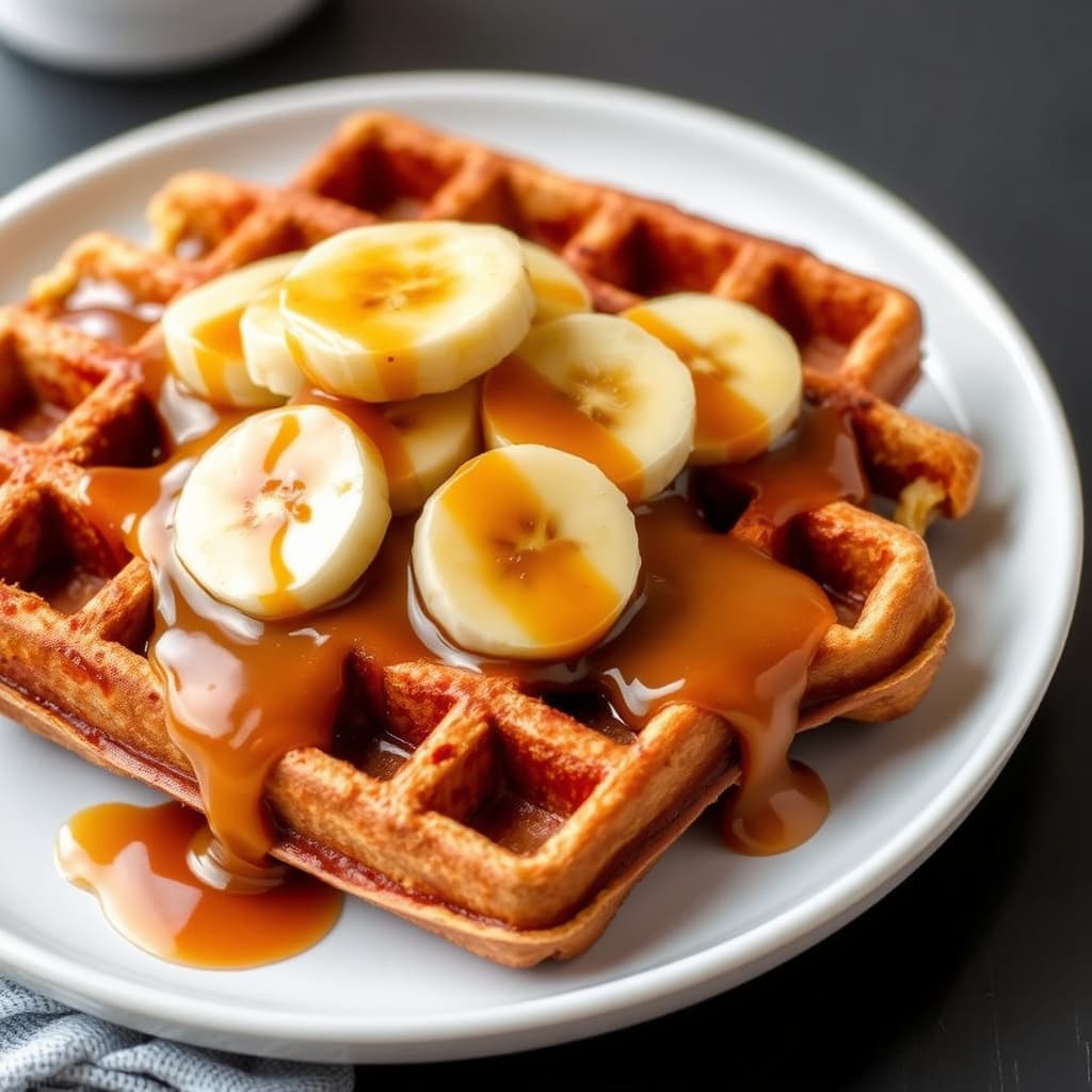 Bananbrødvafler med Bananas Foster-saus