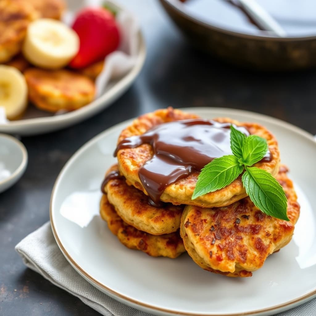 Bananfritters med sjokoladesaus