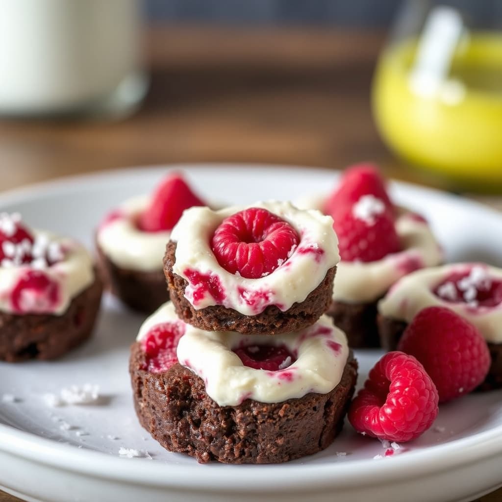 Barn kan bake: Bringebær- og kremostbrownie-biter