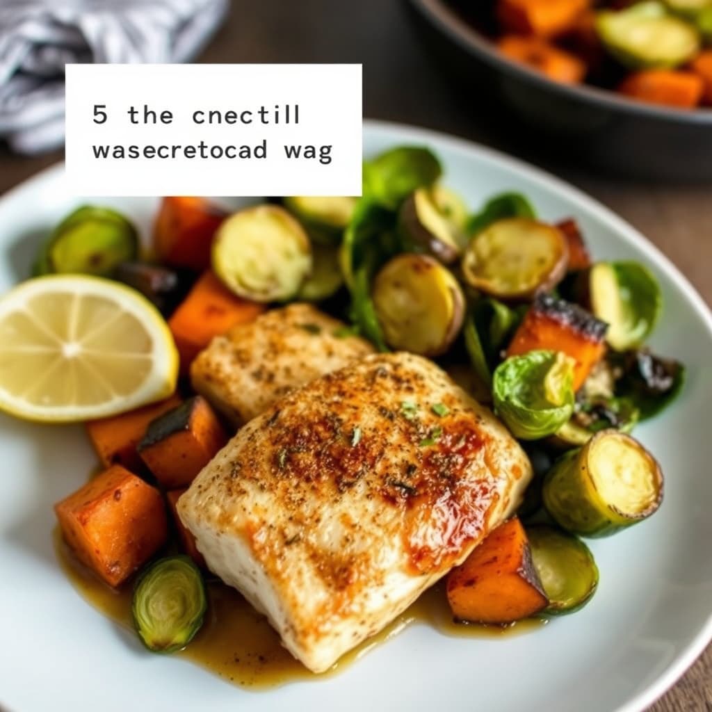 Barramundifilet med ovnsbakte søtpoteter og rosenkålchips