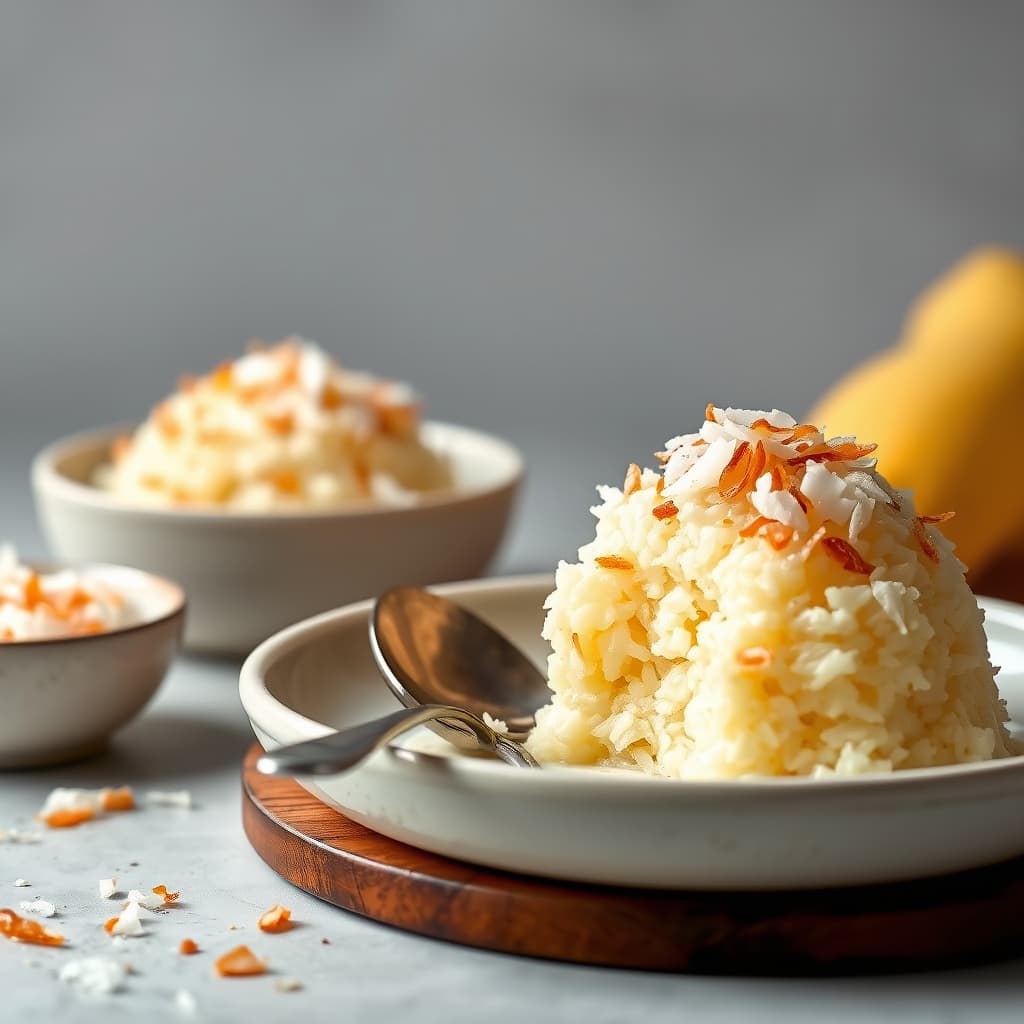 Basmati rispudding med ristet kokosnøtt