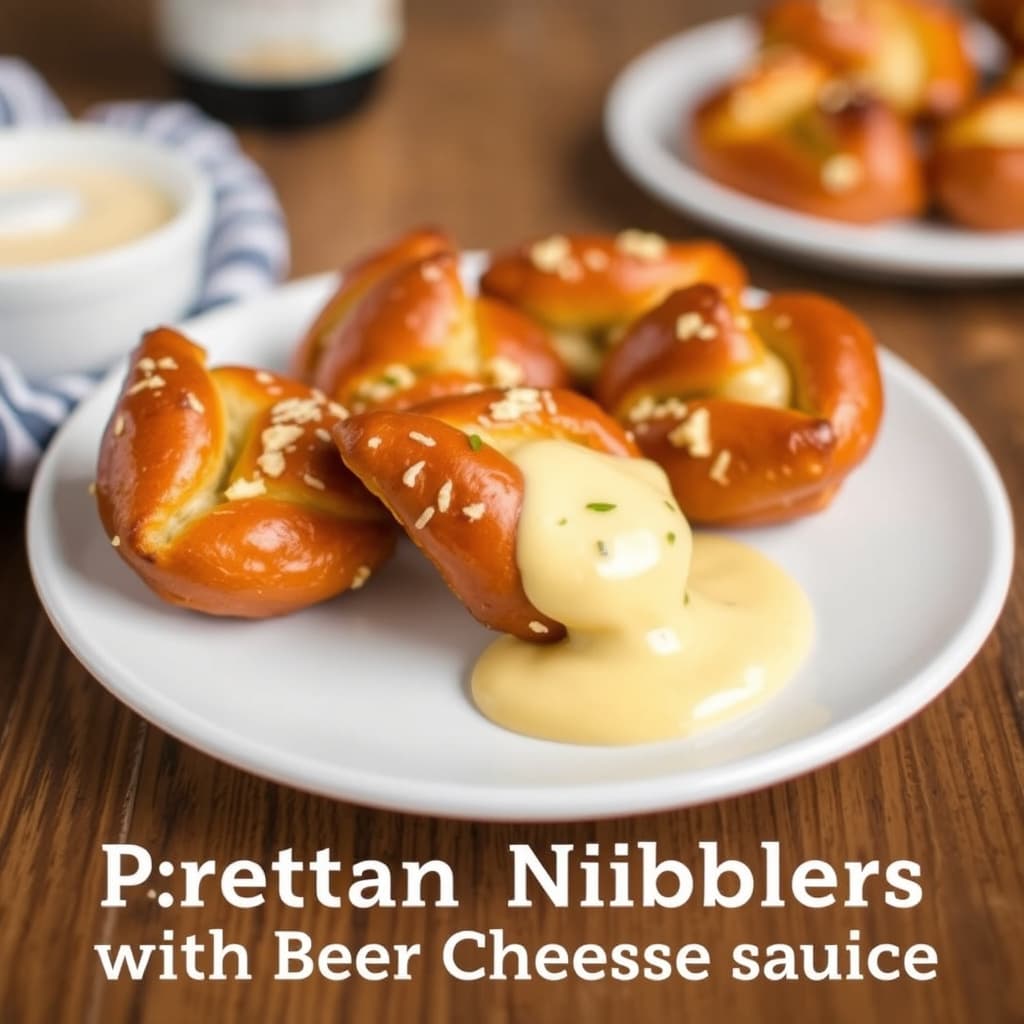 Bayeriske pretzelnibs med øl-ostesaus
