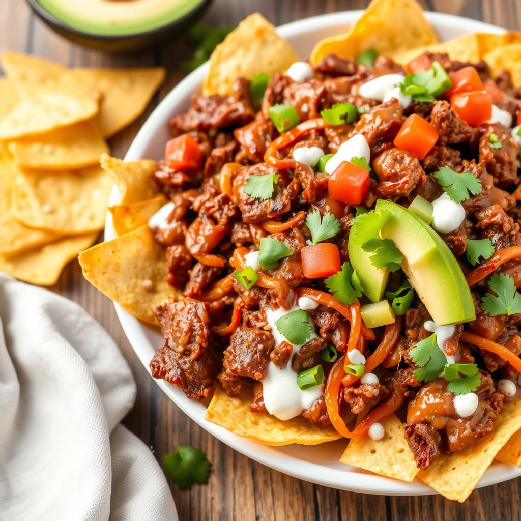 BBQ-ovnsbakt roastbiff nachos